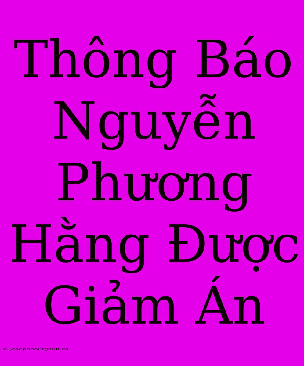 Thông Báo Nguyễn Phương Hằng Được Giảm Án