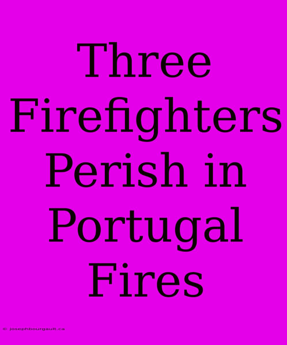 Three Firefighters Perish In Portugal Fires