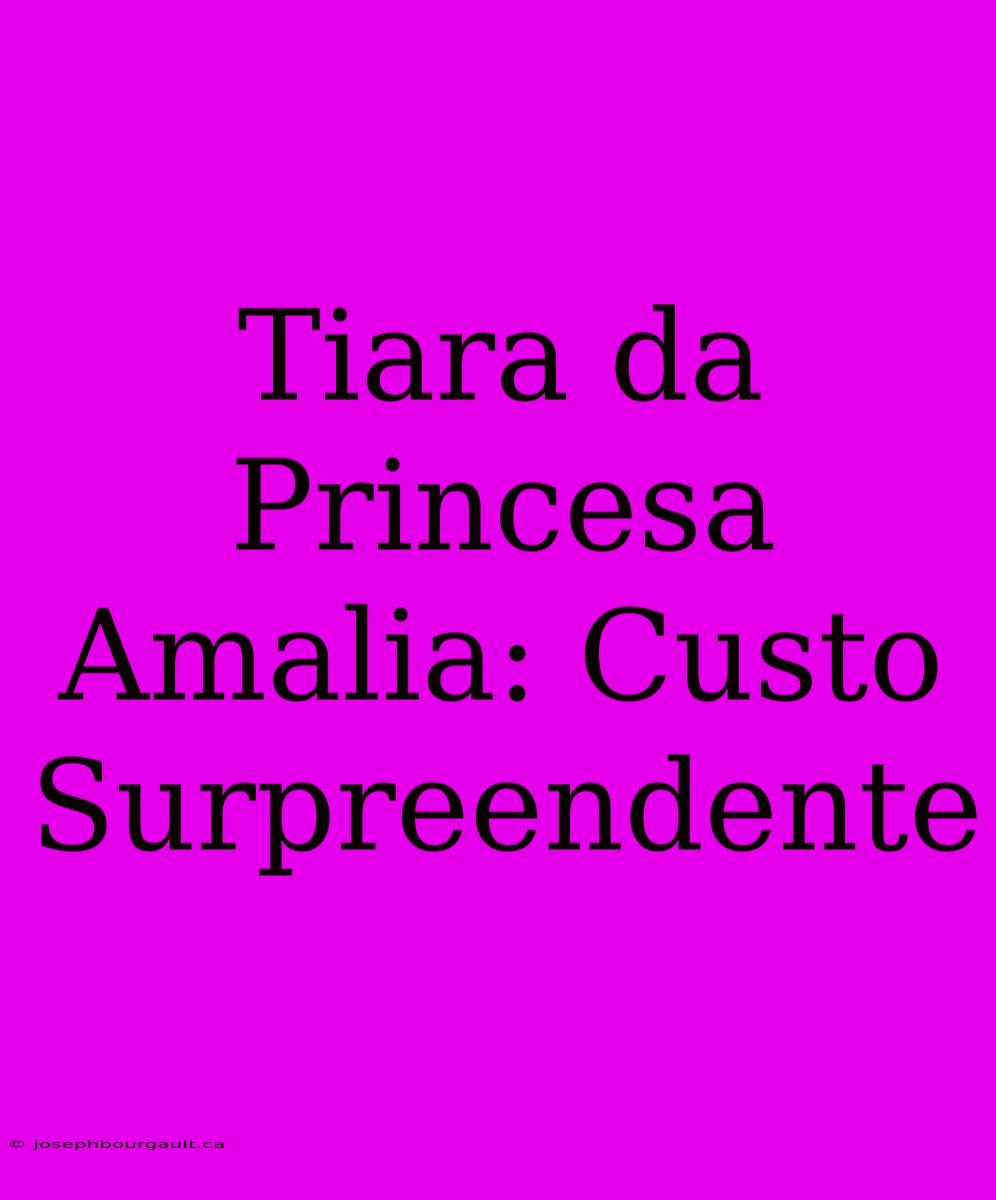 Tiara Da Princesa Amalia: Custo Surpreendente