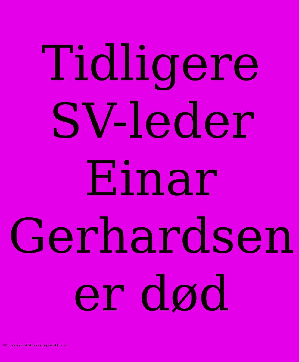 Tidligere SV-leder Einar Gerhardsen Er Død