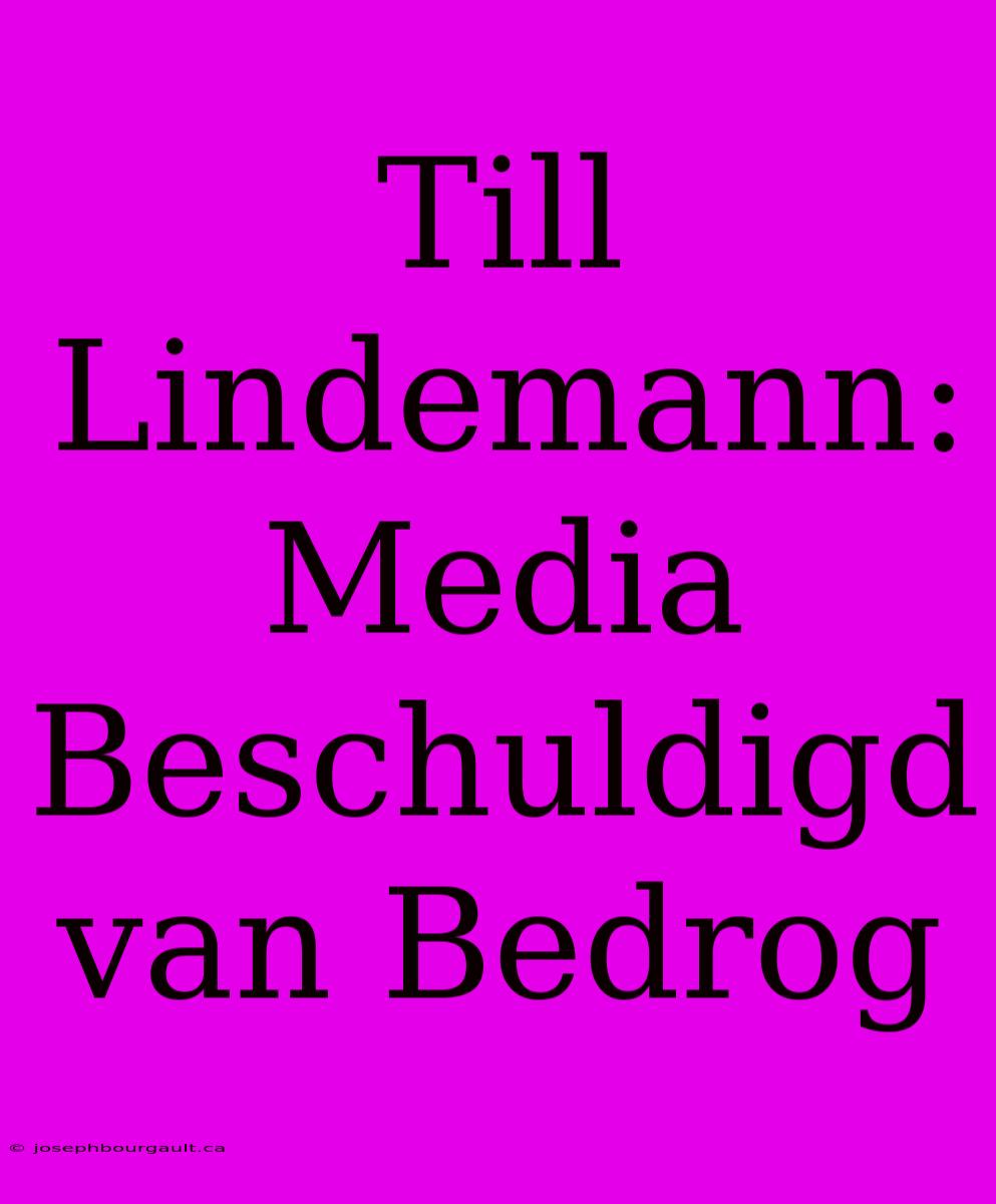 Till Lindemann: Media Beschuldigd Van Bedrog