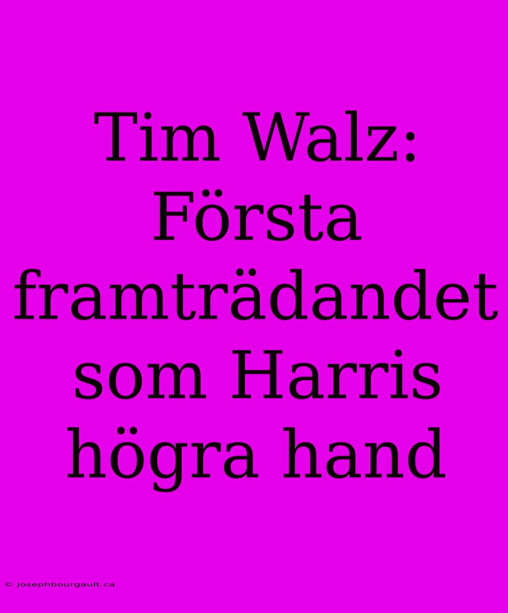 Tim Walz: Första Framträdandet Som Harris Högra Hand