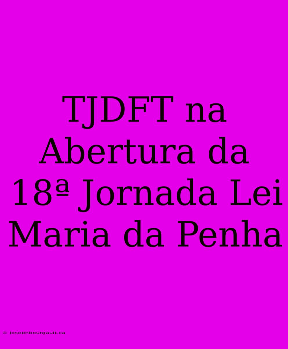 TJDFT Na Abertura Da 18ª Jornada Lei Maria Da Penha