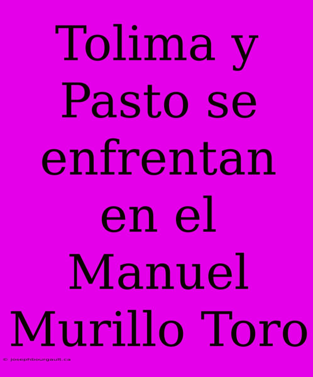 Tolima Y Pasto Se Enfrentan En El Manuel Murillo Toro