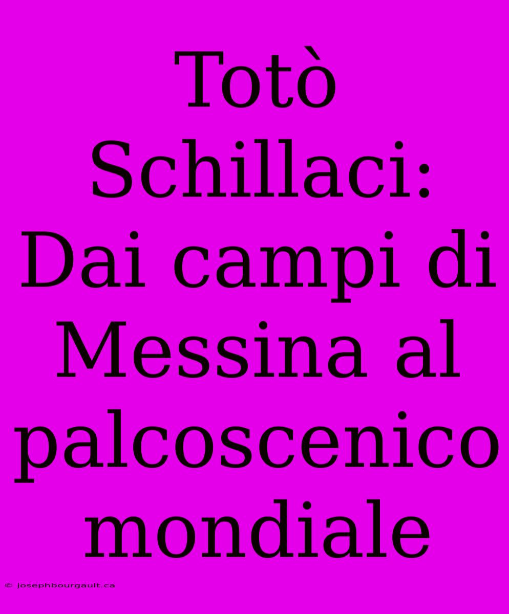 Totò Schillaci: Dai Campi Di Messina Al Palcoscenico Mondiale