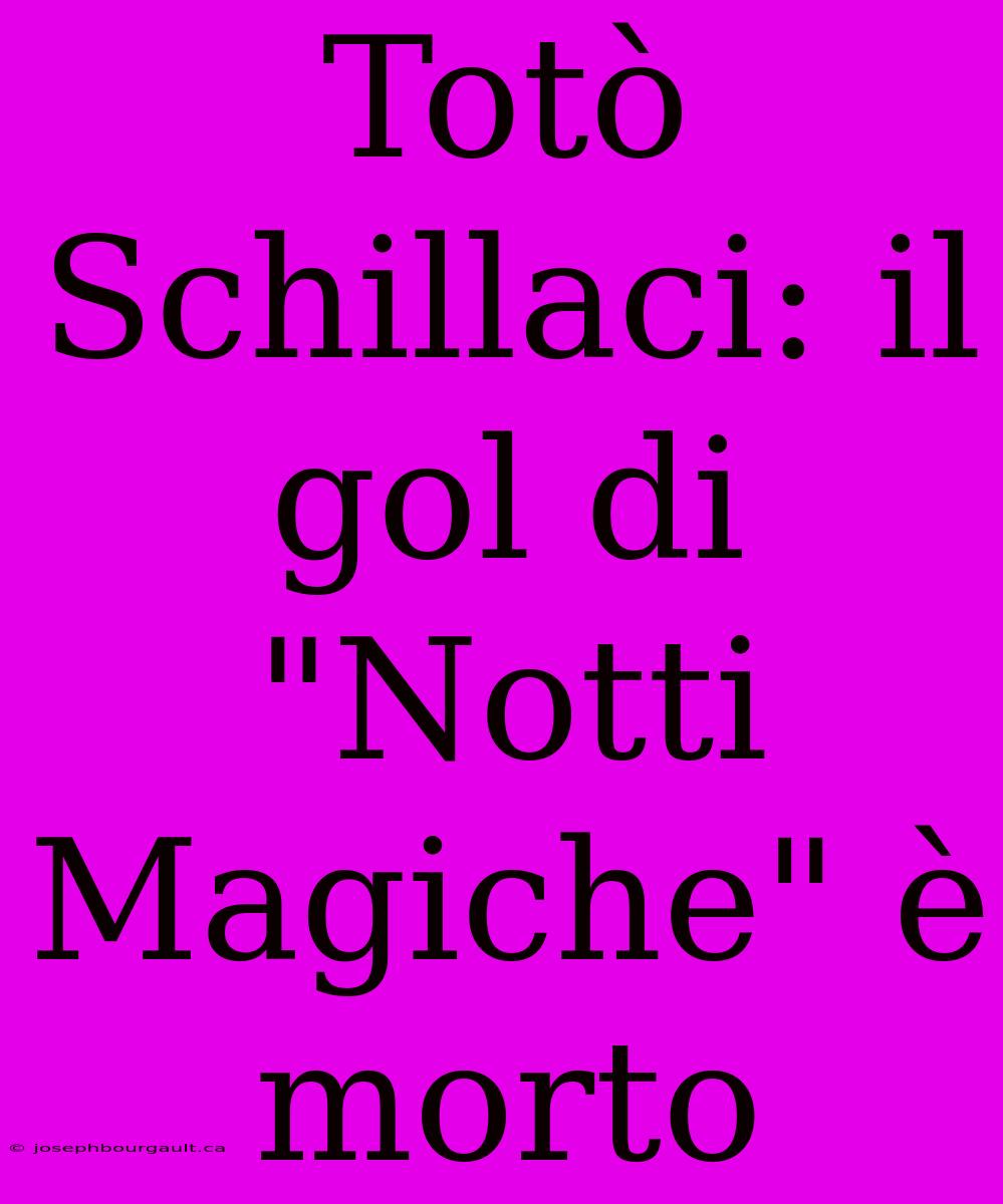 Totò Schillaci: Il Gol Di 