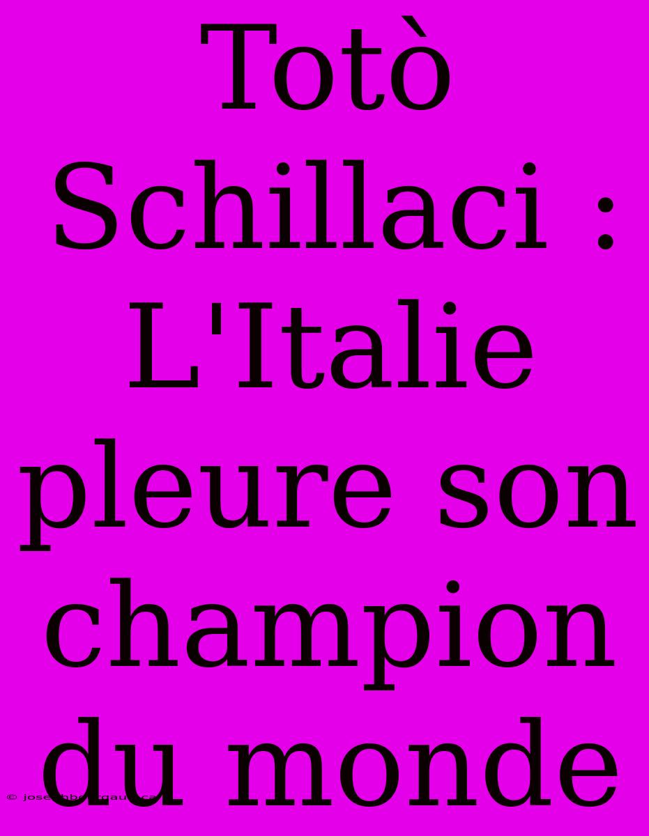 Totò Schillaci : L'Italie Pleure Son Champion Du Monde