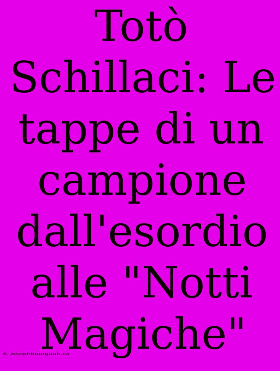 Totò Schillaci: Le Tappe Di Un Campione Dall'esordio Alle 