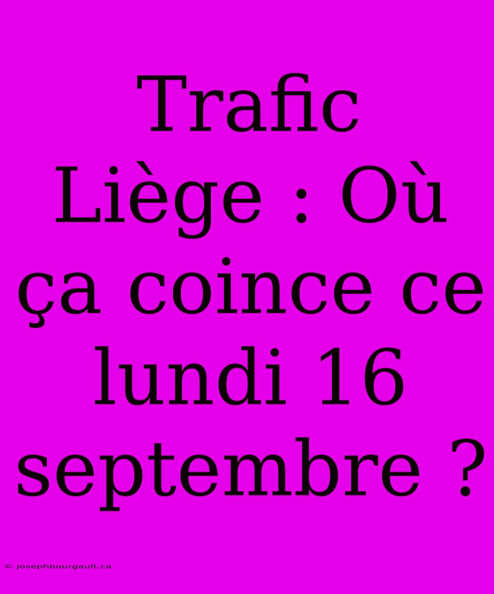 Trafic Liège : Où Ça Coince Ce Lundi 16 Septembre ?