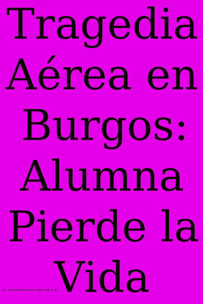 Tragedia Aérea En Burgos: Alumna Pierde La Vida