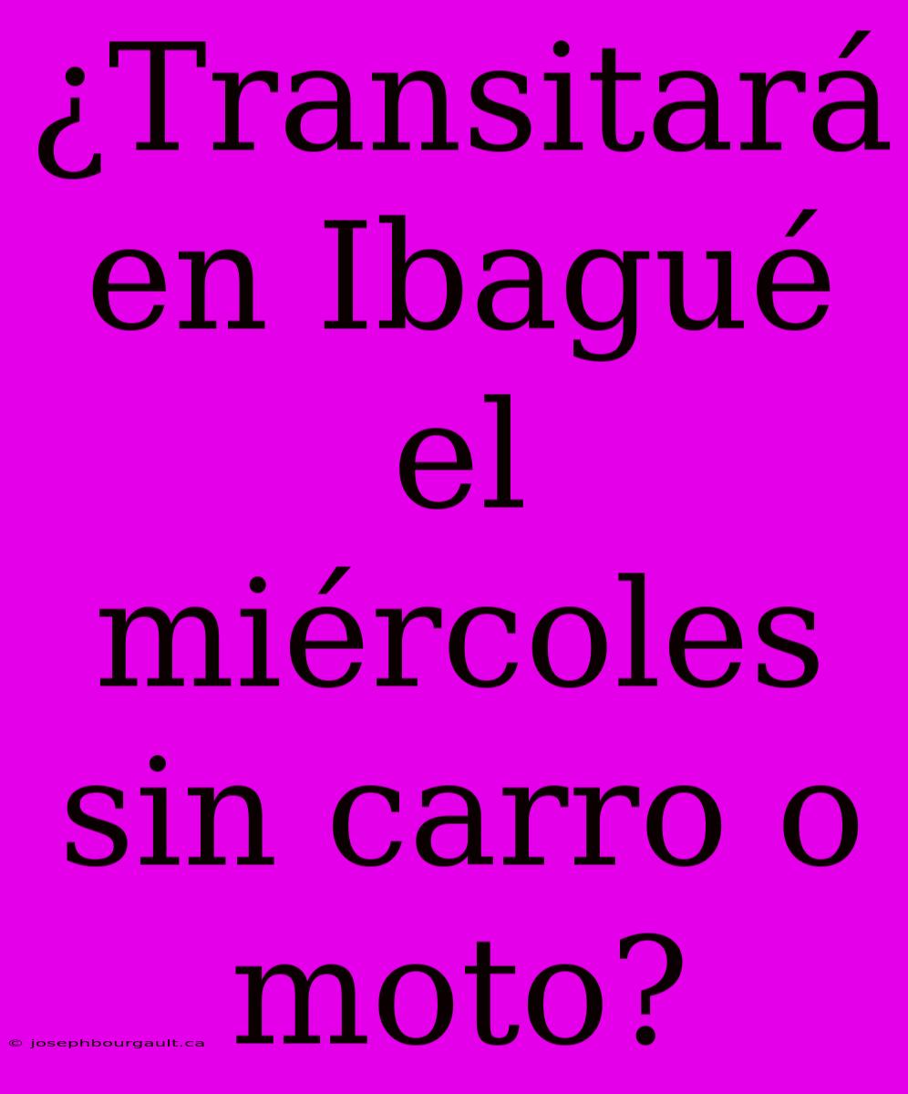 ¿Transitará En Ibagué El Miércoles Sin Carro O Moto?