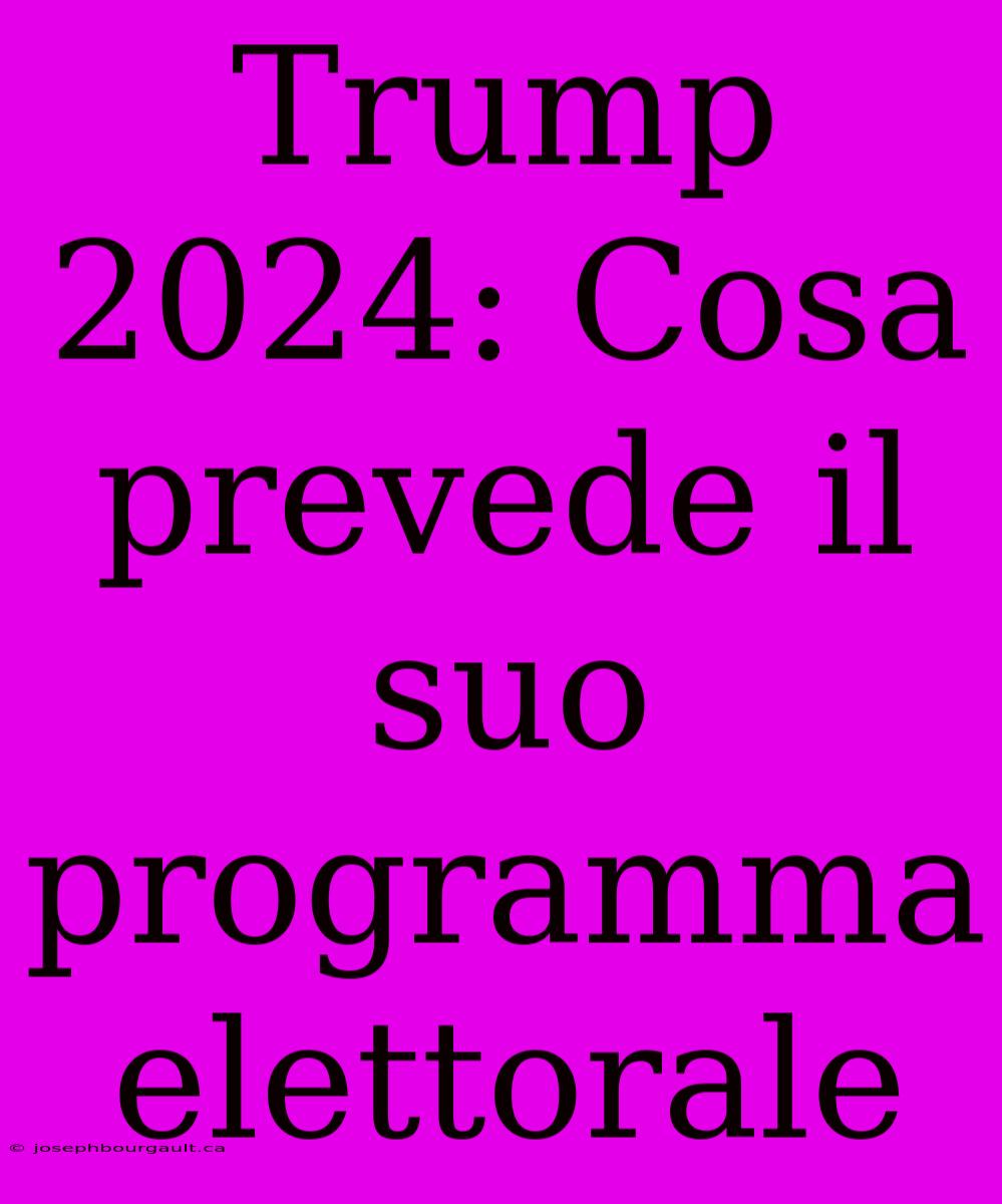 Trump 2024: Cosa Prevede Il Suo Programma Elettorale