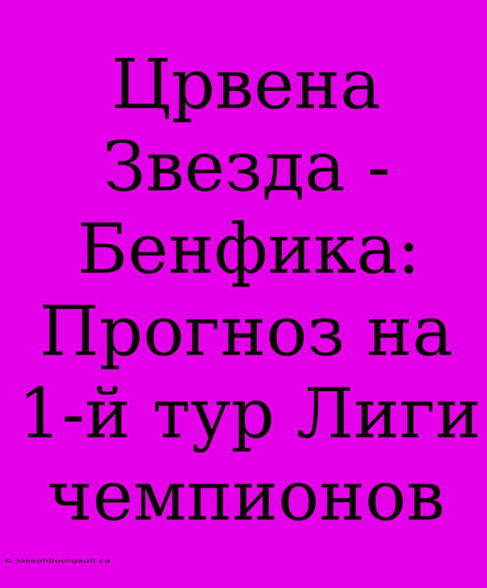 Црвена Звезда - Бенфика: Прогноз На 1-й Тур Лиги Чемпионов