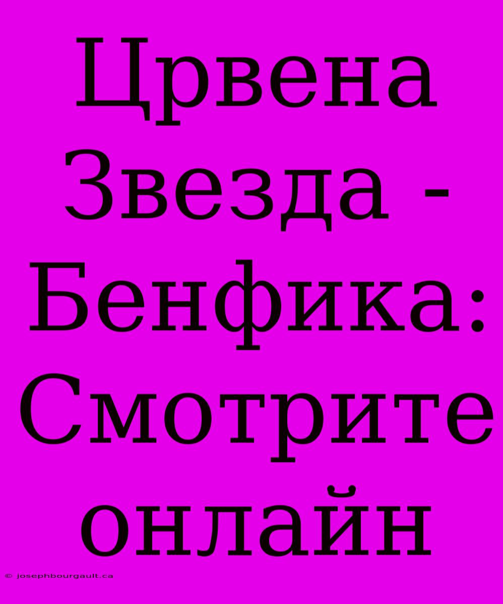 Црвена Звезда - Бенфика: Смотрите Онлайн