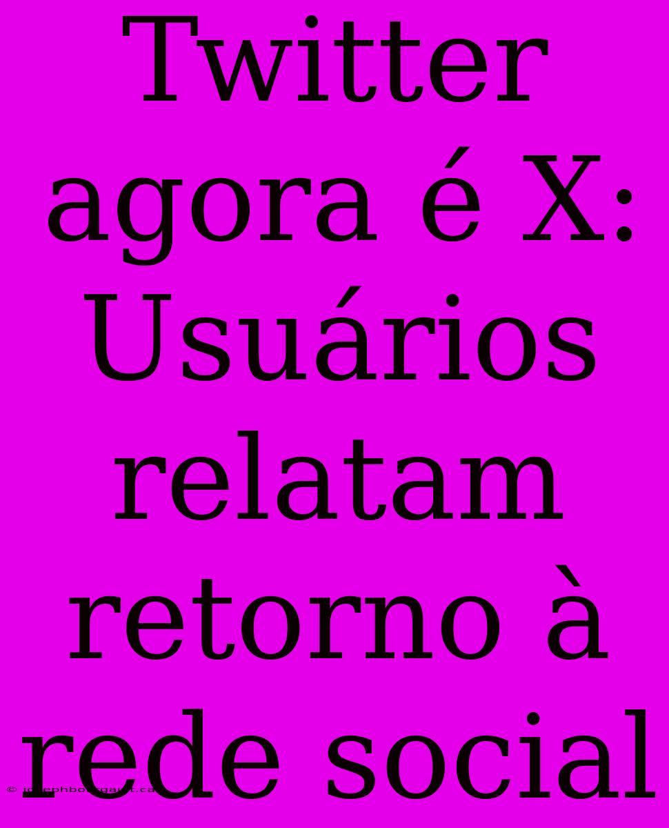 Twitter Agora É X: Usuários Relatam Retorno À Rede Social