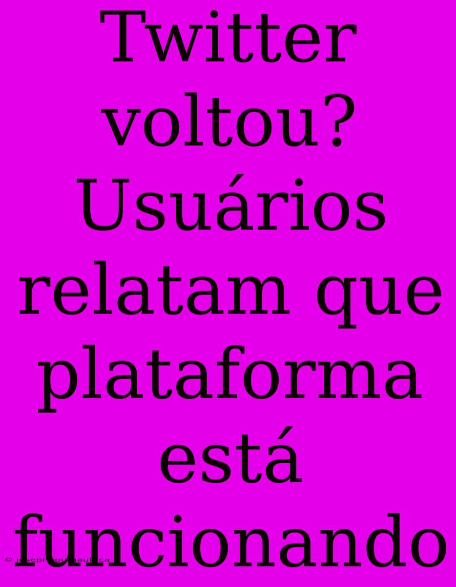 Twitter Voltou? Usuários Relatam Que Plataforma Está Funcionando