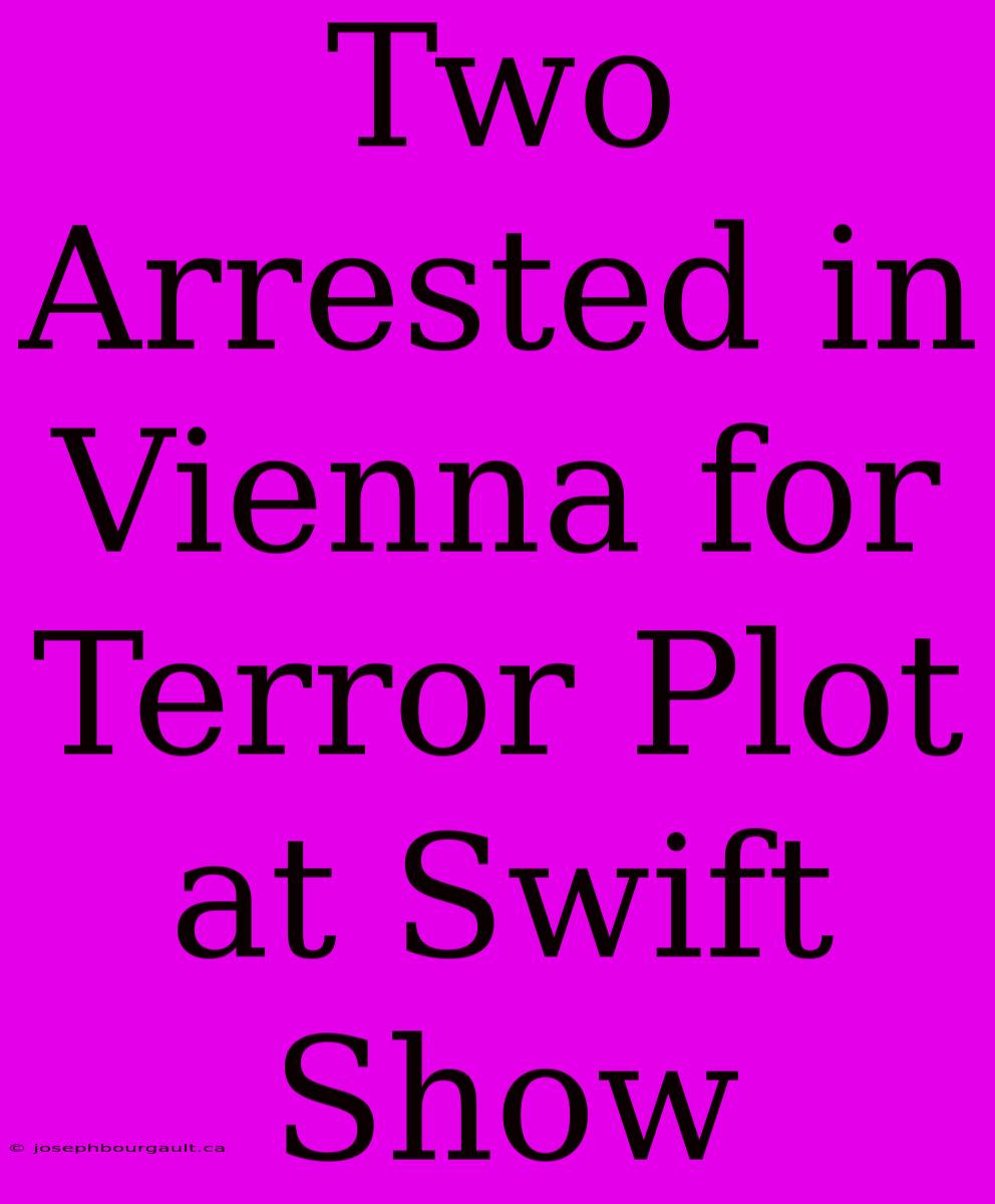 Two Arrested In Vienna For Terror Plot At Swift Show