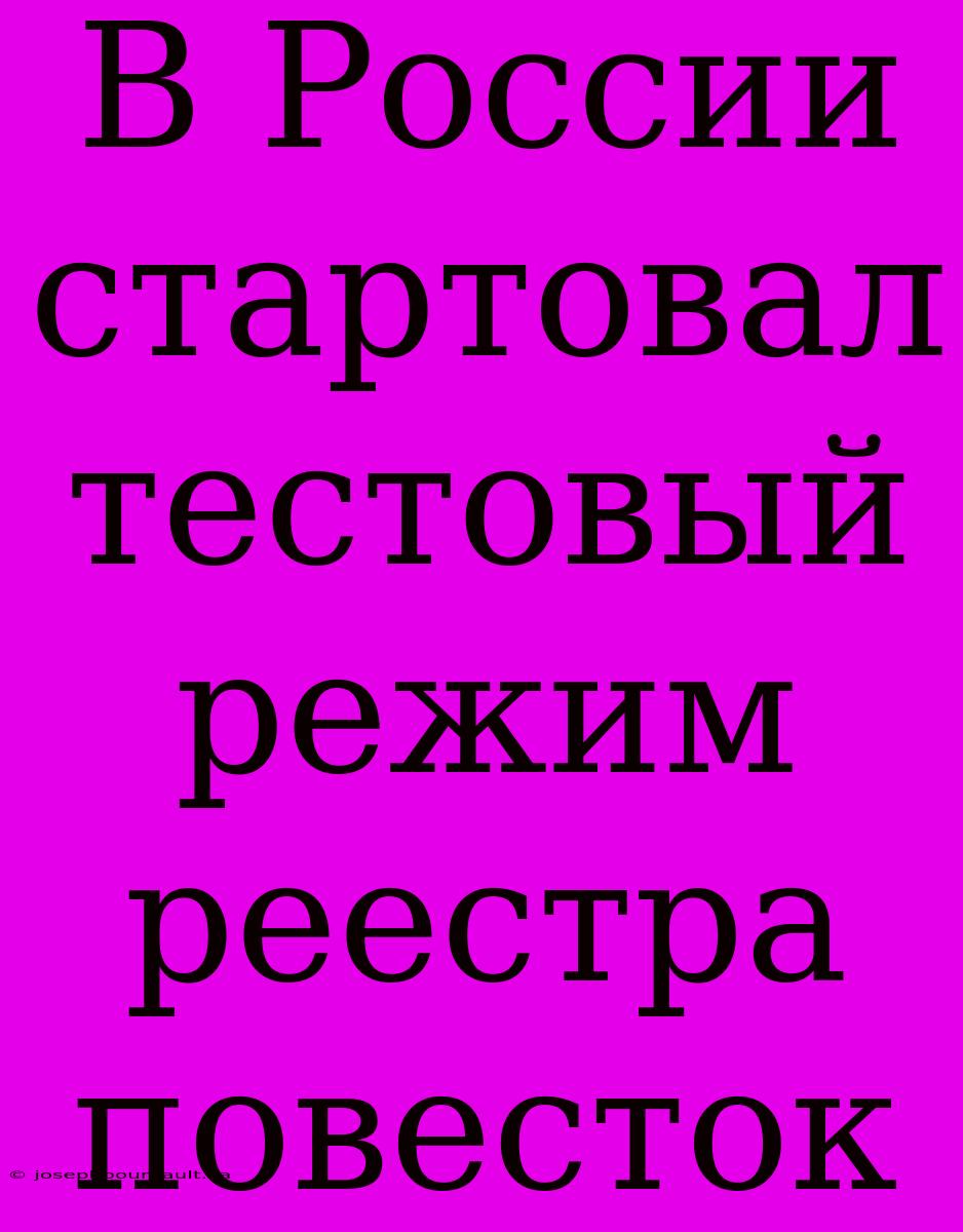 В России Стартовал Тестовый Режим Реестра Повесток