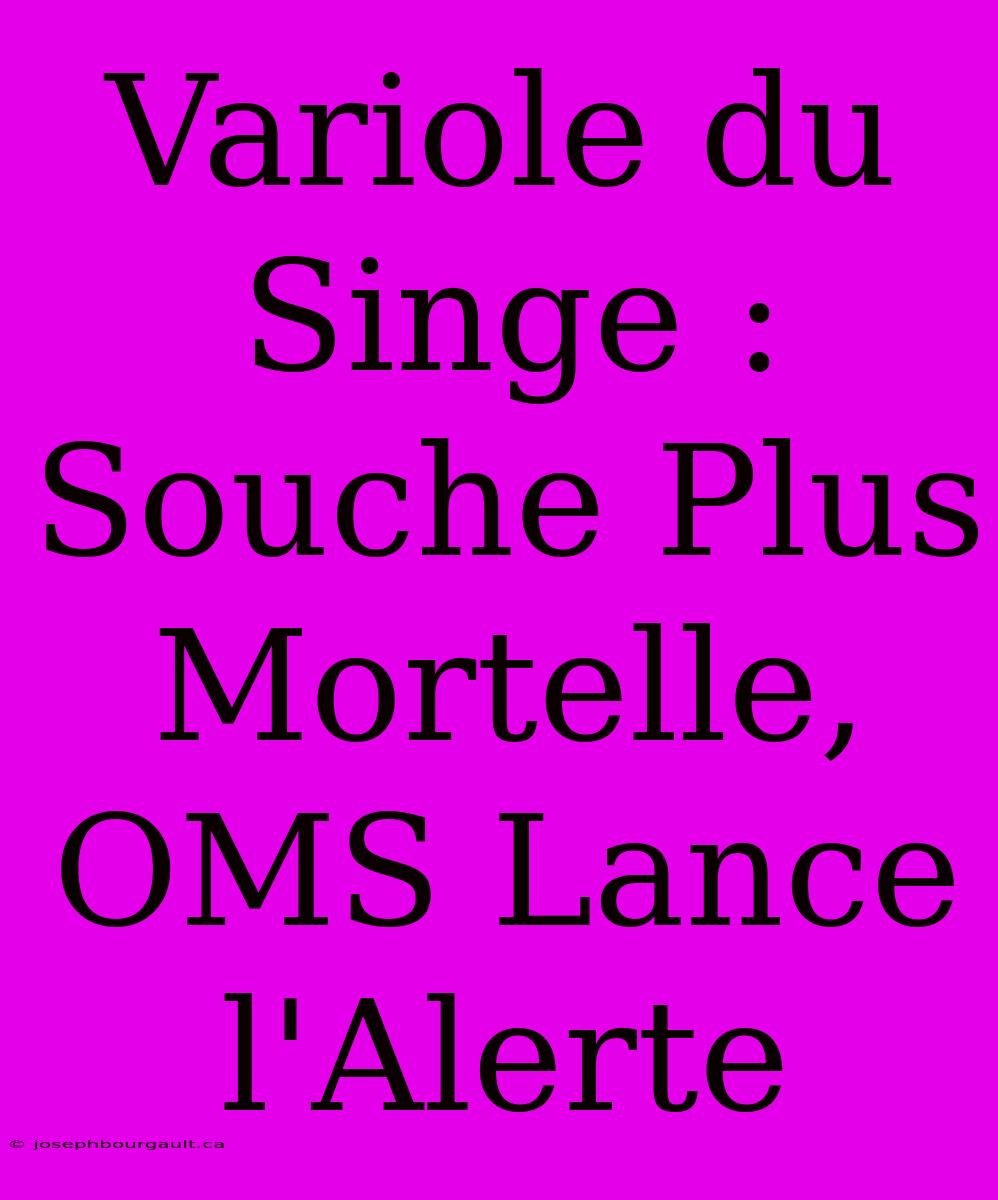 Variole Du Singe : Souche Plus Mortelle, OMS Lance L'Alerte