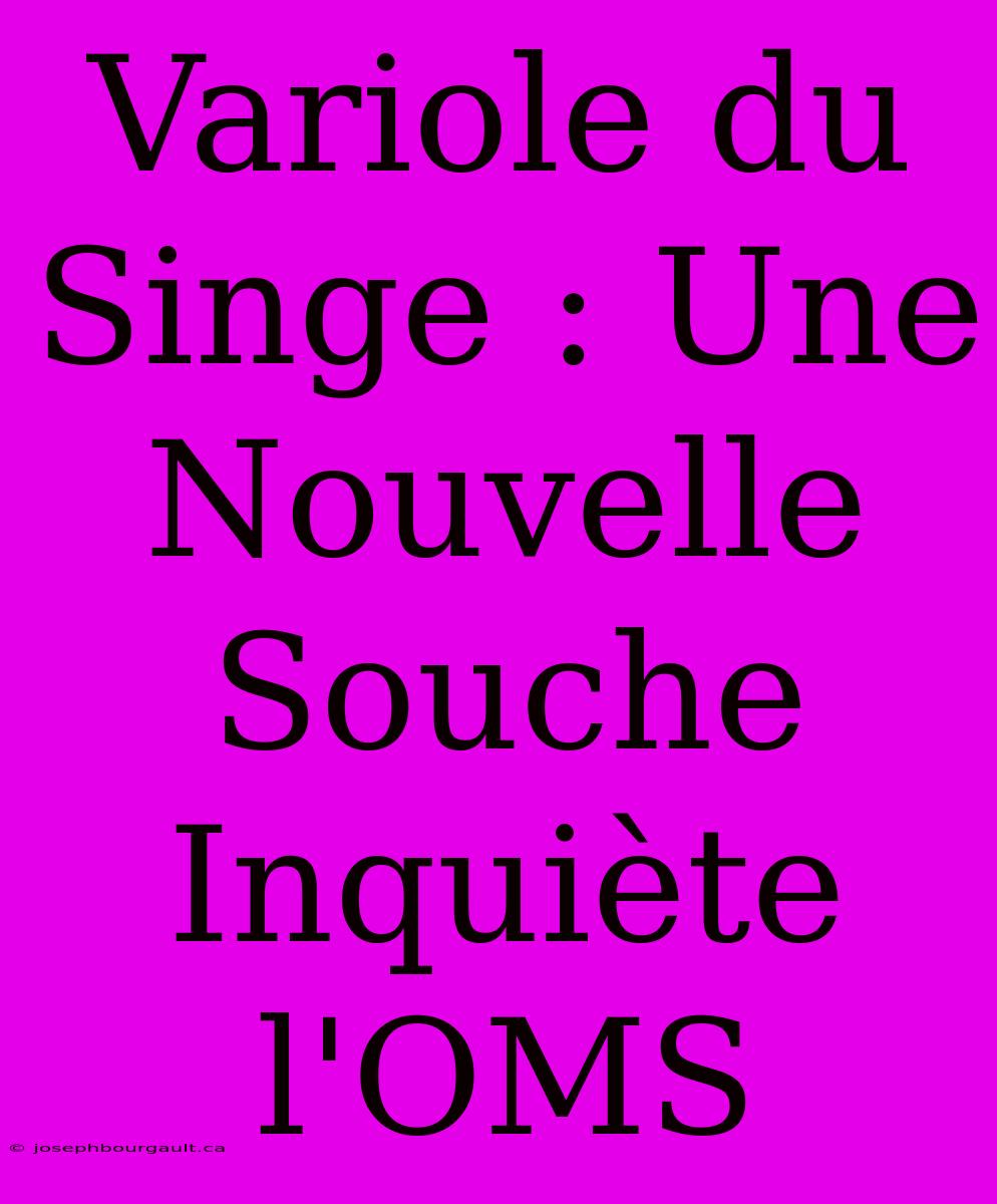 Variole Du Singe : Une Nouvelle Souche Inquiète L'OMS