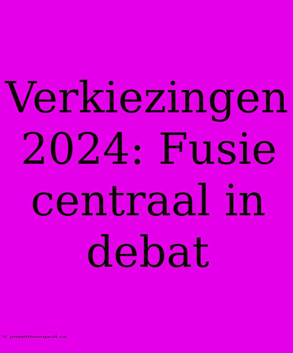 Verkiezingen 2024: Fusie Centraal In Debat