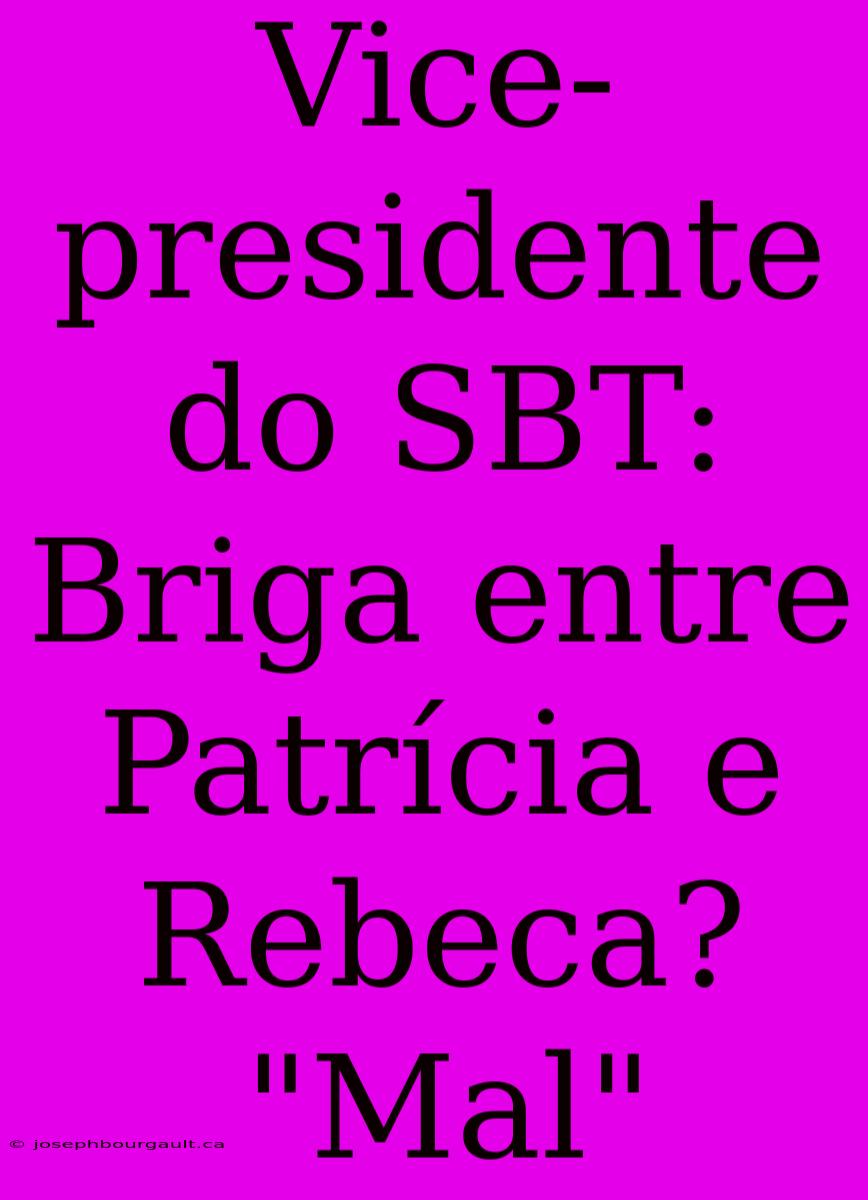 Vice-presidente Do SBT: Briga Entre Patrícia E Rebeca? 