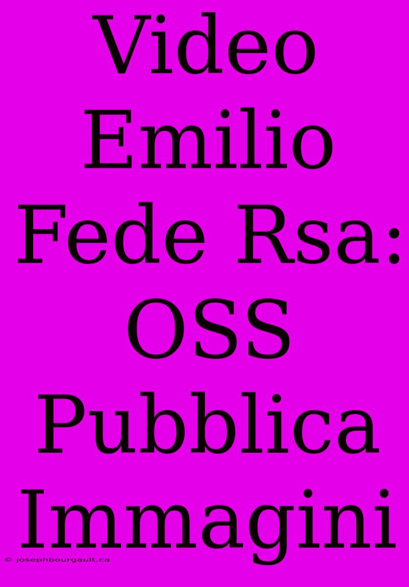 Video Emilio Fede Rsa: OSS Pubblica Immagini