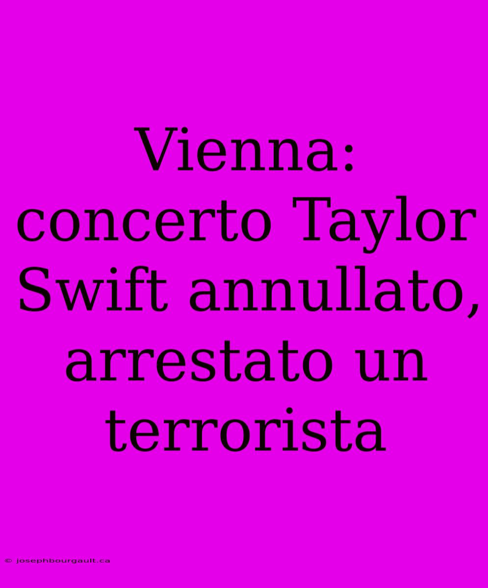 Vienna: Concerto Taylor Swift Annullato, Arrestato Un Terrorista