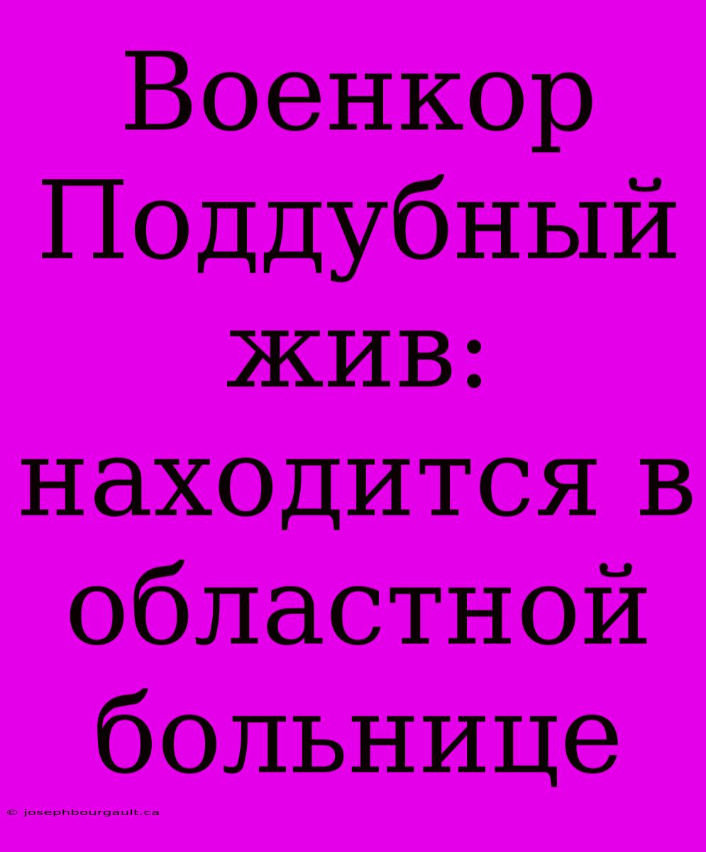 Военкор Поддубный Жив: Находится В Областной Больнице