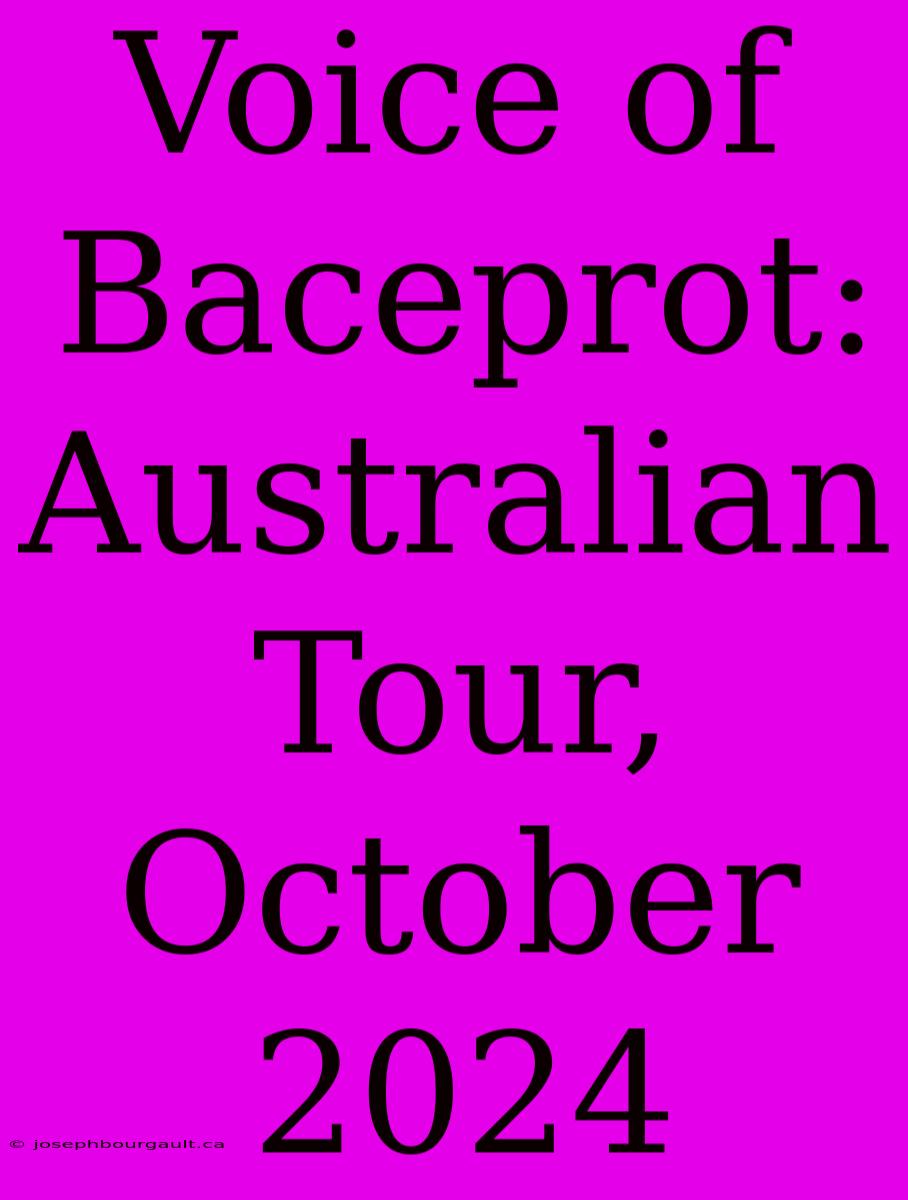 Voice Of Baceprot: Australian Tour, October 2024