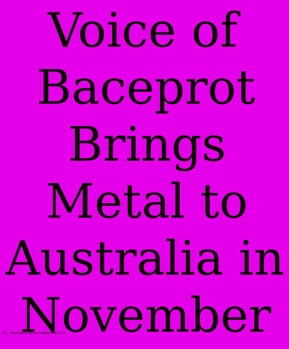 Voice Of Baceprot Brings Metal To Australia In November