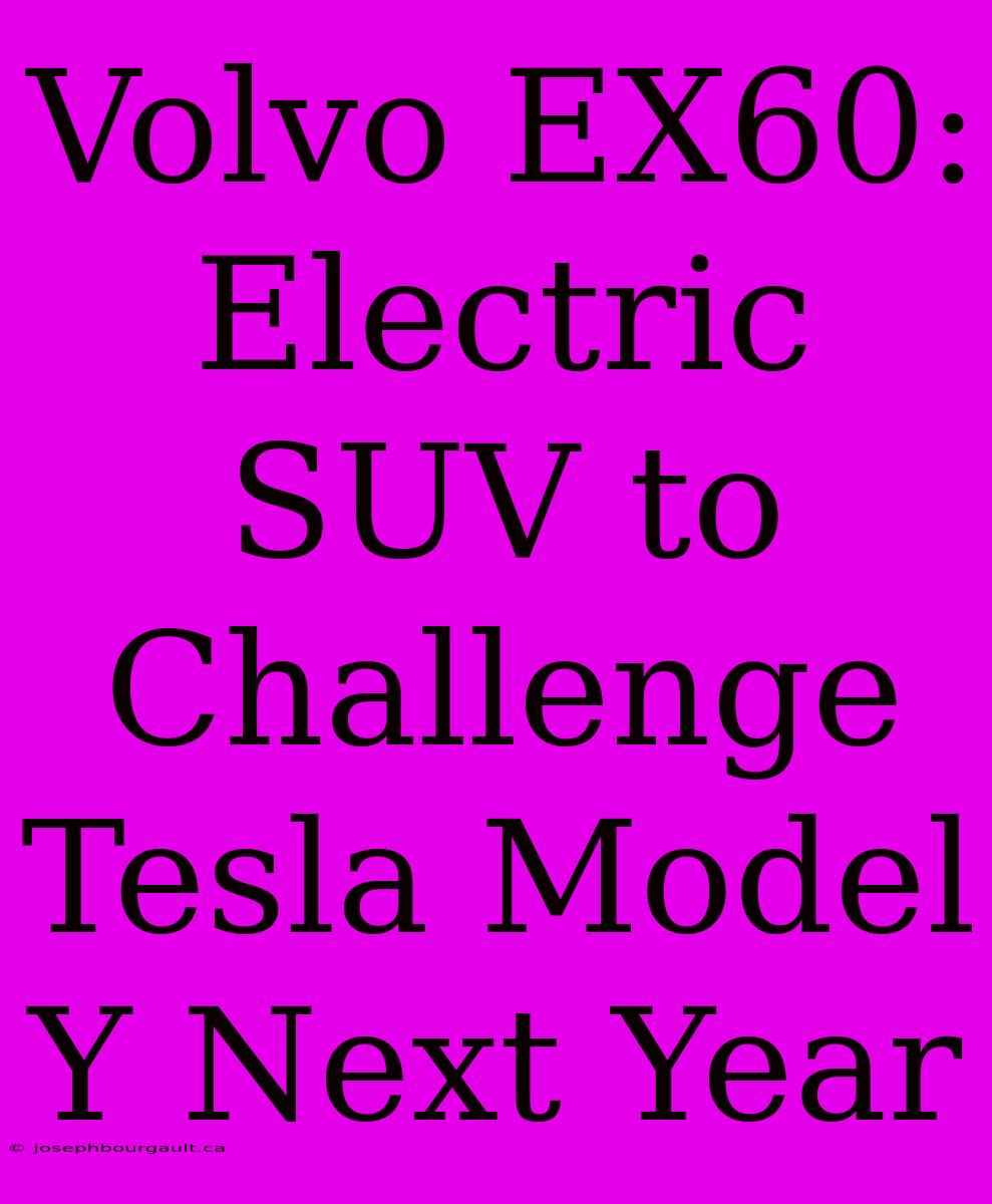 Volvo EX60: Electric SUV To Challenge Tesla Model Y Next Year