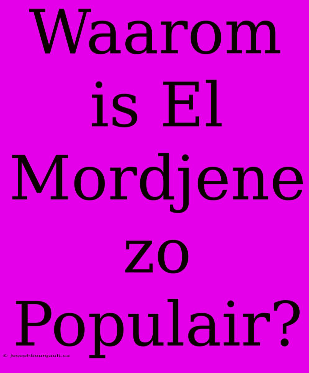 Waarom Is El Mordjene Zo Populair?