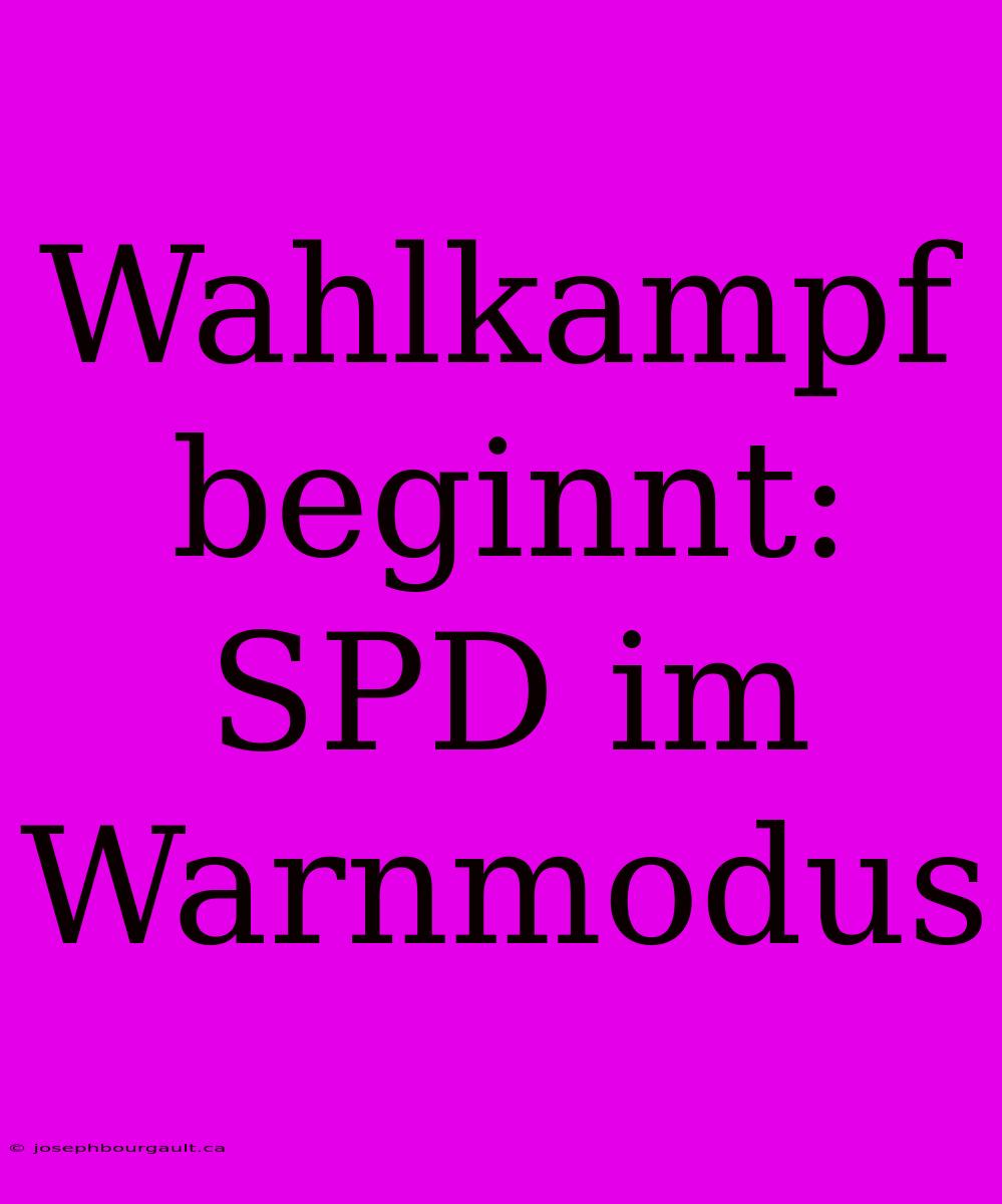 Wahlkampf Beginnt: SPD Im Warnmodus