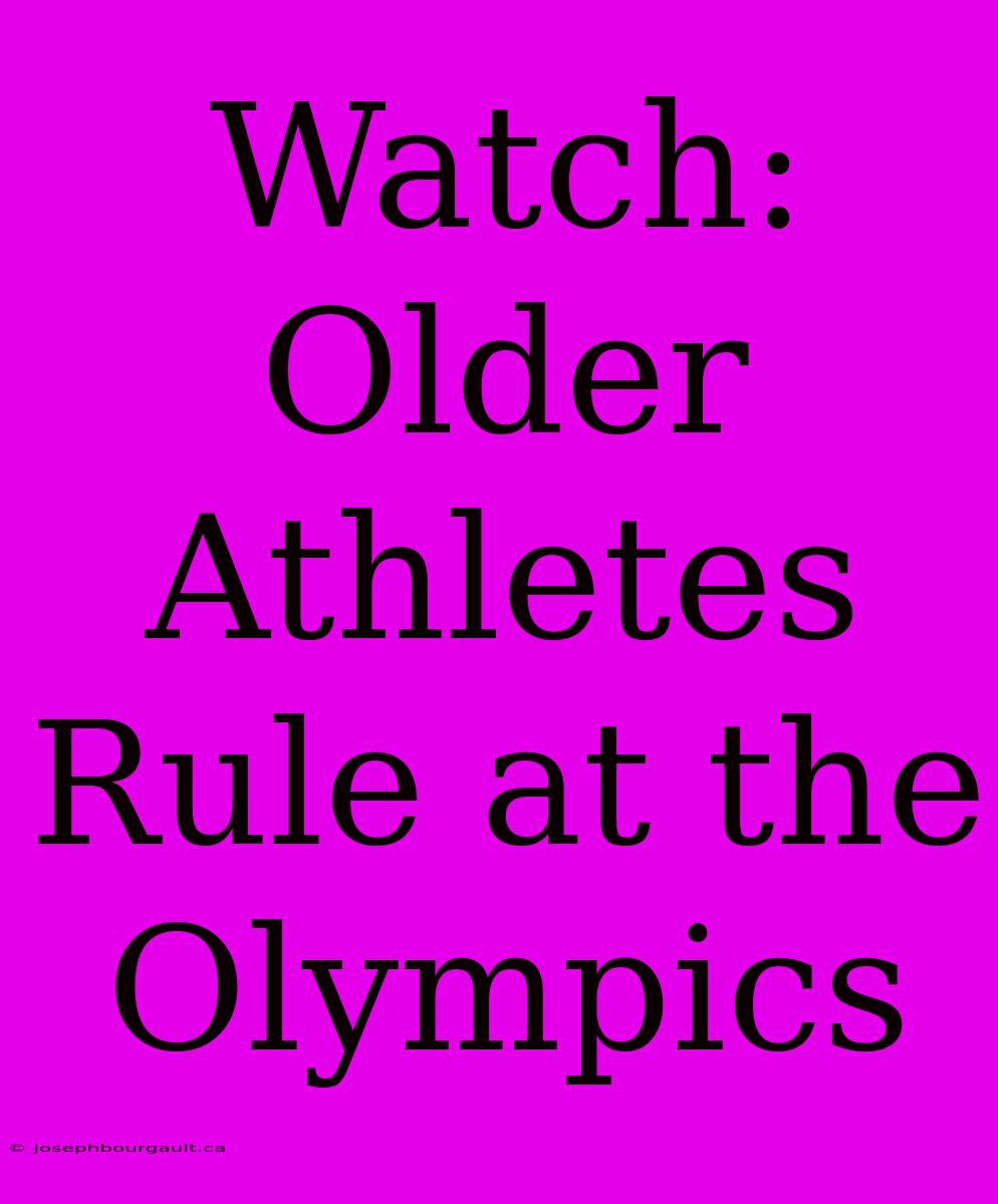 Watch: Older Athletes Rule At The Olympics