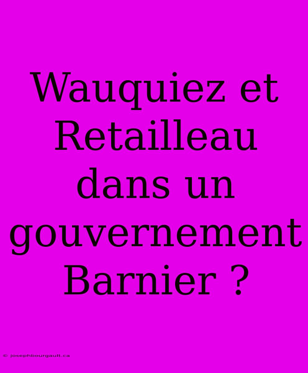 Wauquiez Et Retailleau Dans Un Gouvernement Barnier ?