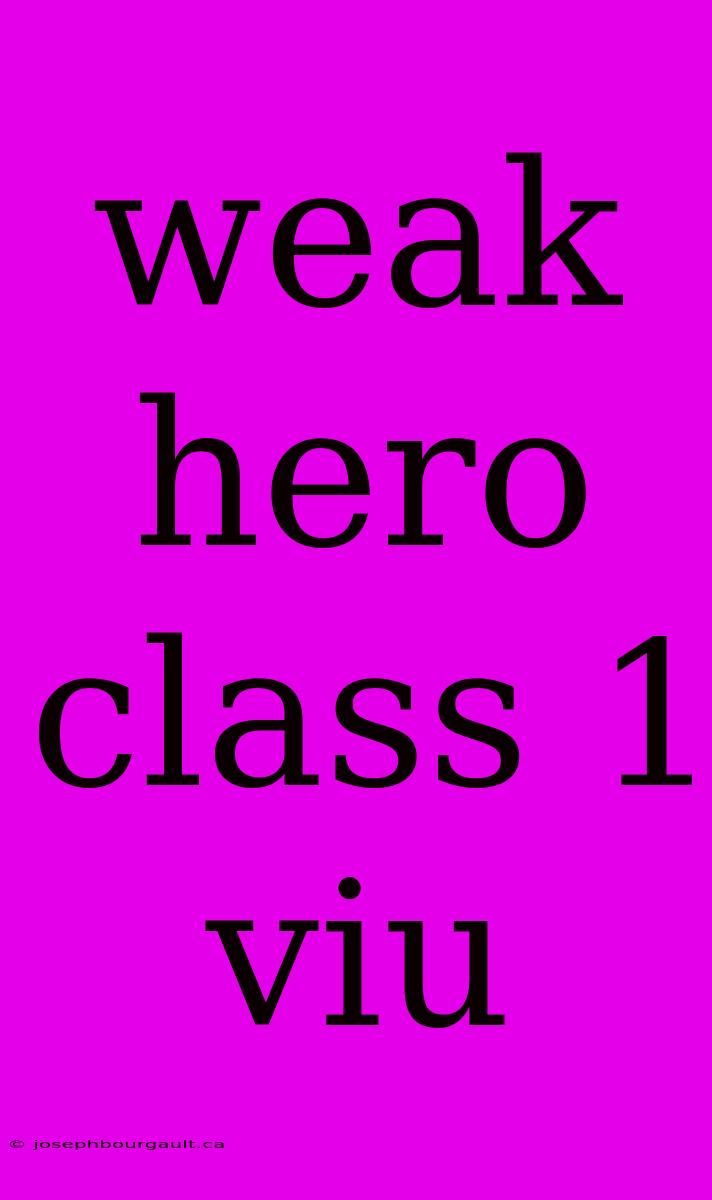 Weak Hero Class 1 Viu