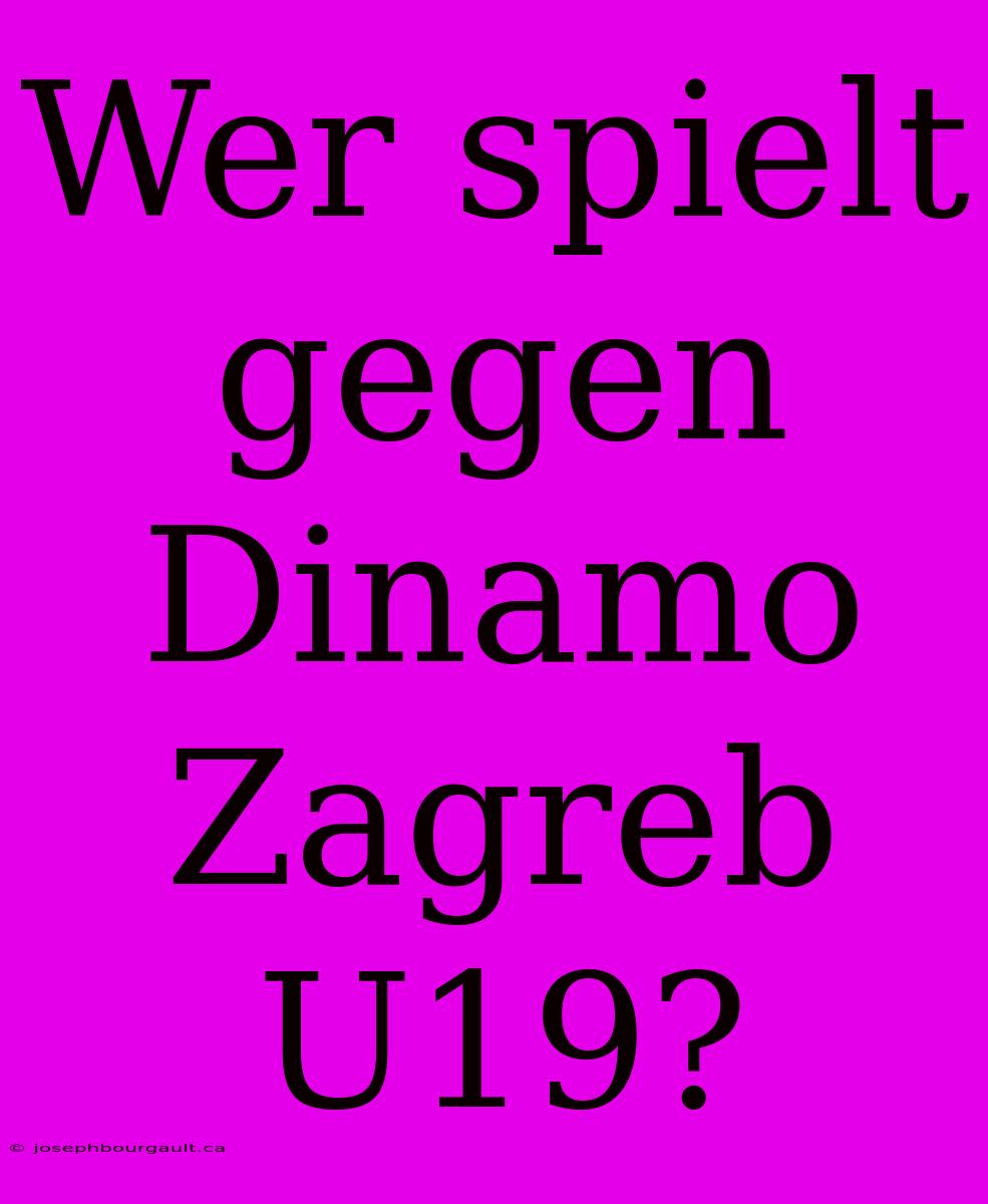 Wer Spielt Gegen Dinamo Zagreb U19?