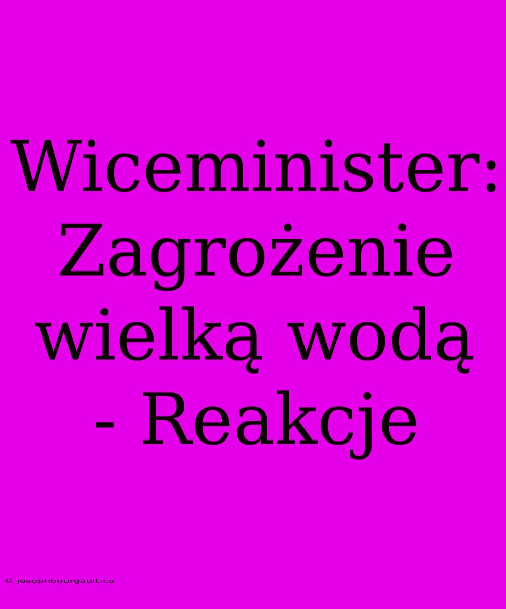 Wiceminister: Zagrożenie Wielką Wodą - Reakcje