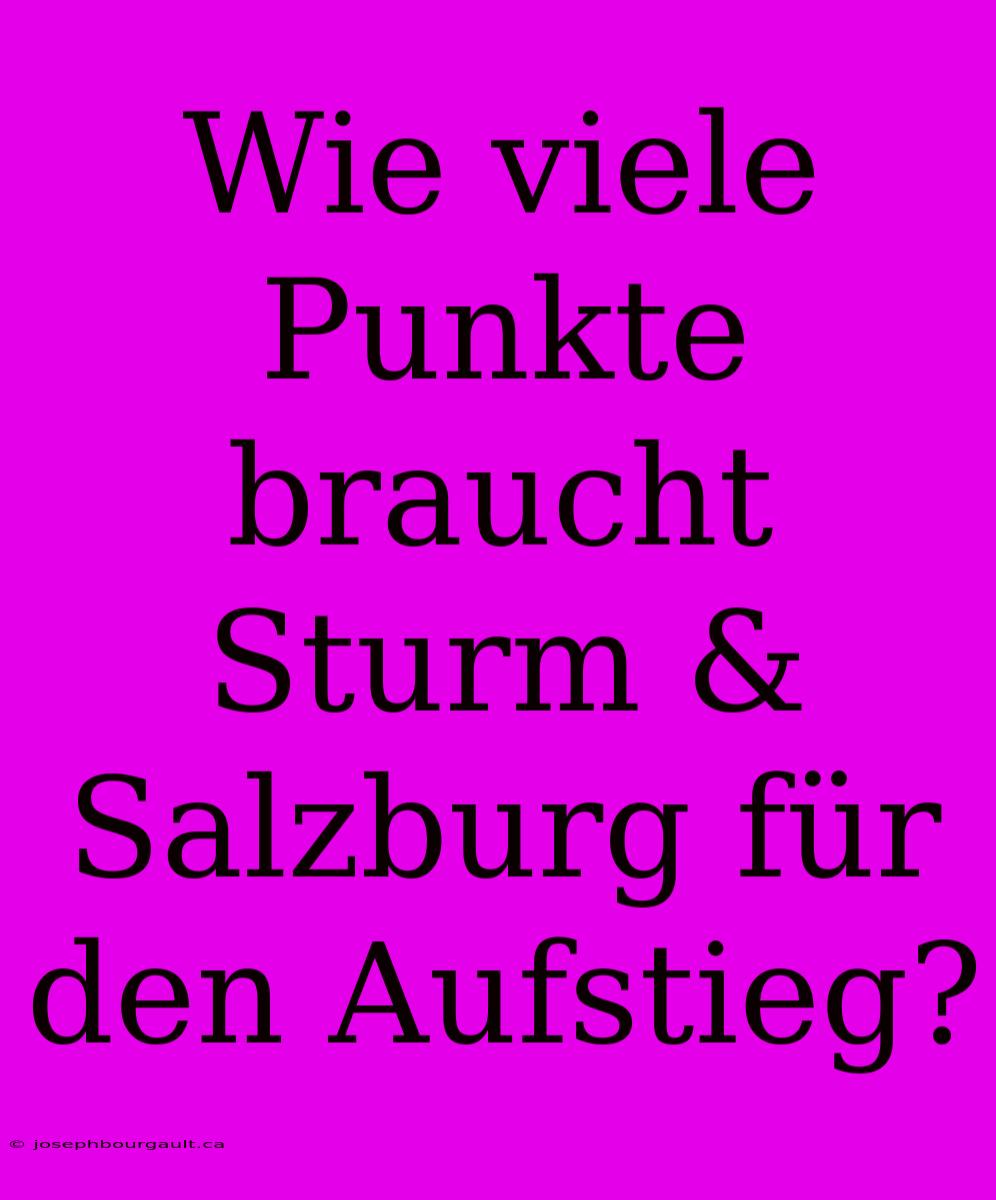 Wie Viele Punkte Braucht Sturm & Salzburg Für Den Aufstieg?