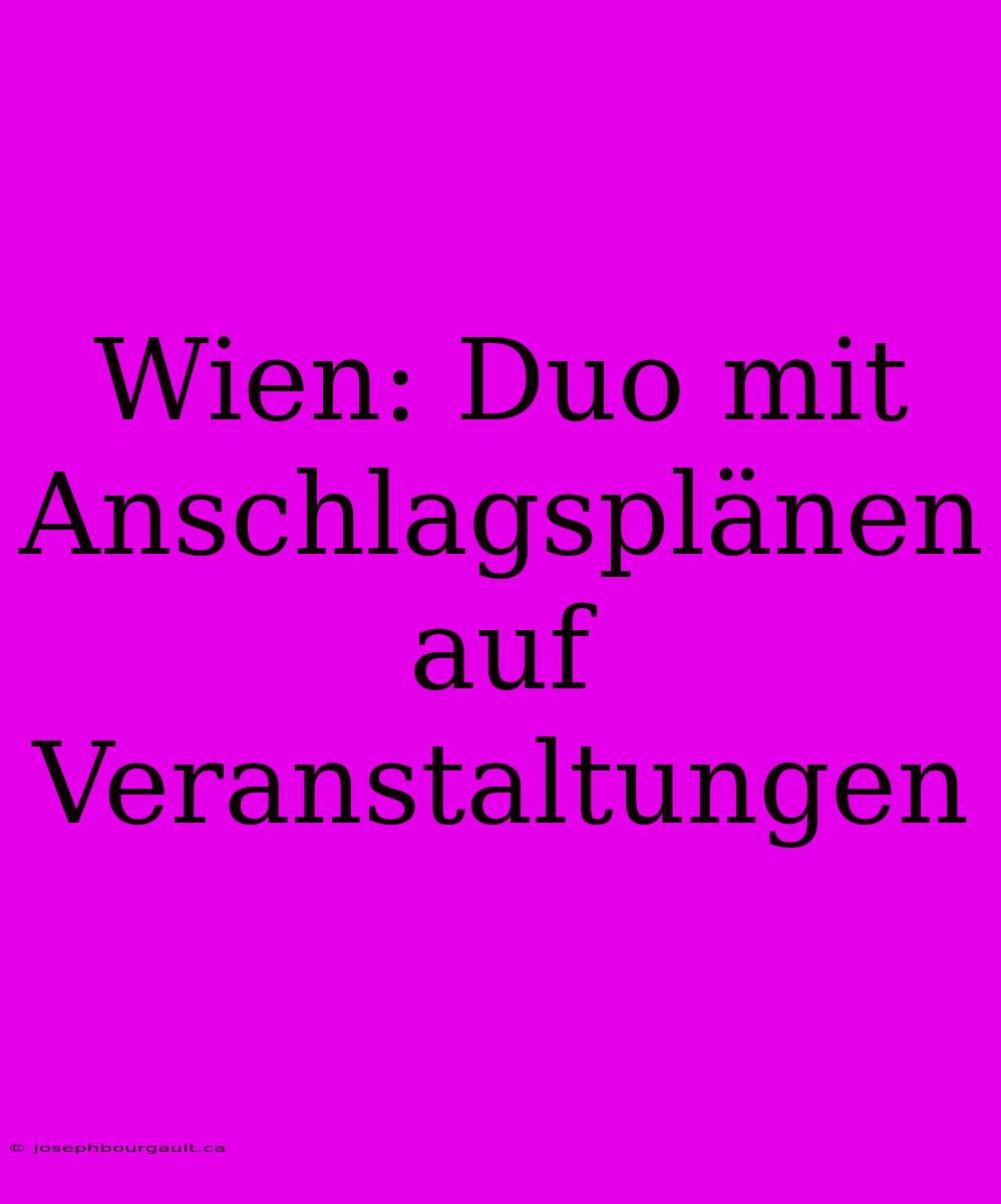 Wien: Duo Mit Anschlagsplänen Auf Veranstaltungen