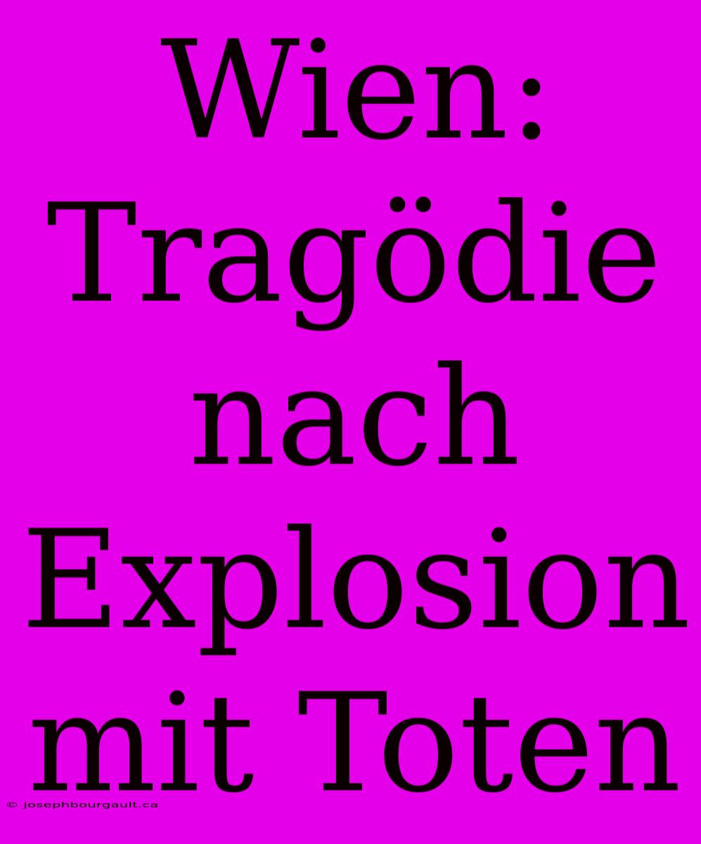 Wien: Tragödie Nach Explosion Mit Toten