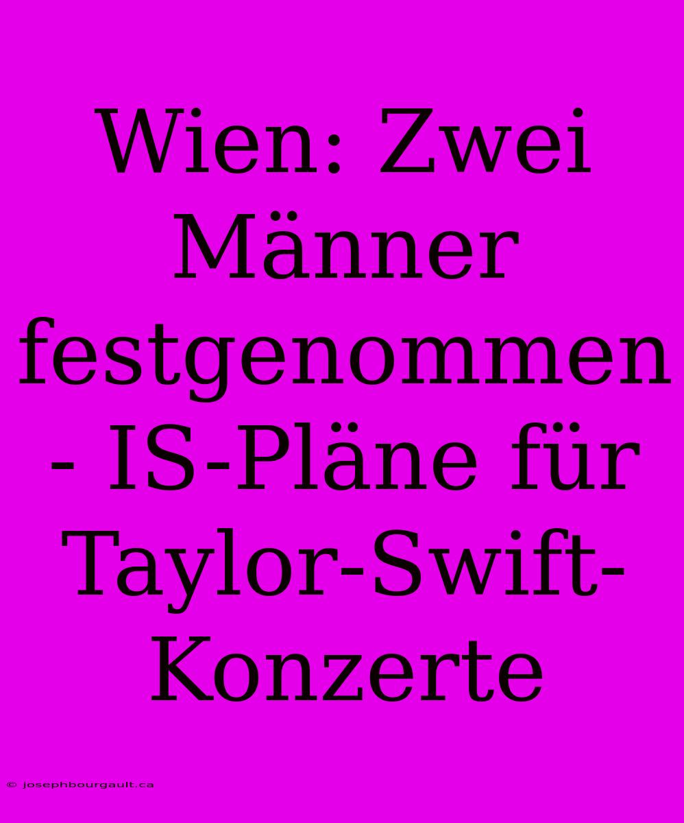 Wien: Zwei Männer Festgenommen - IS-Pläne Für Taylor-Swift-Konzerte