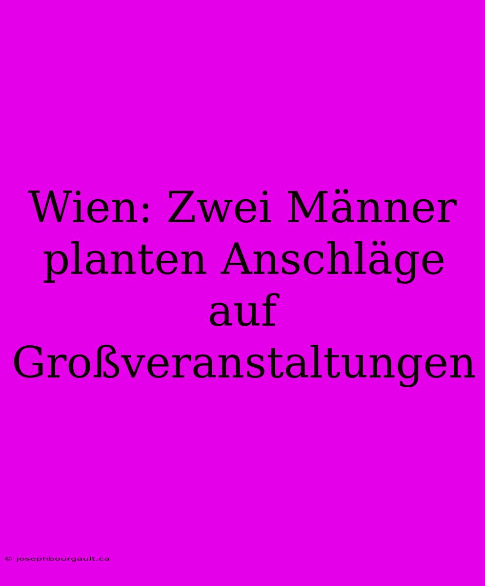 Wien: Zwei Männer Planten Anschläge Auf Großveranstaltungen