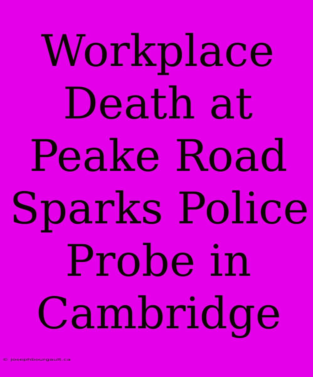 Workplace Death At Peake Road Sparks Police Probe In Cambridge