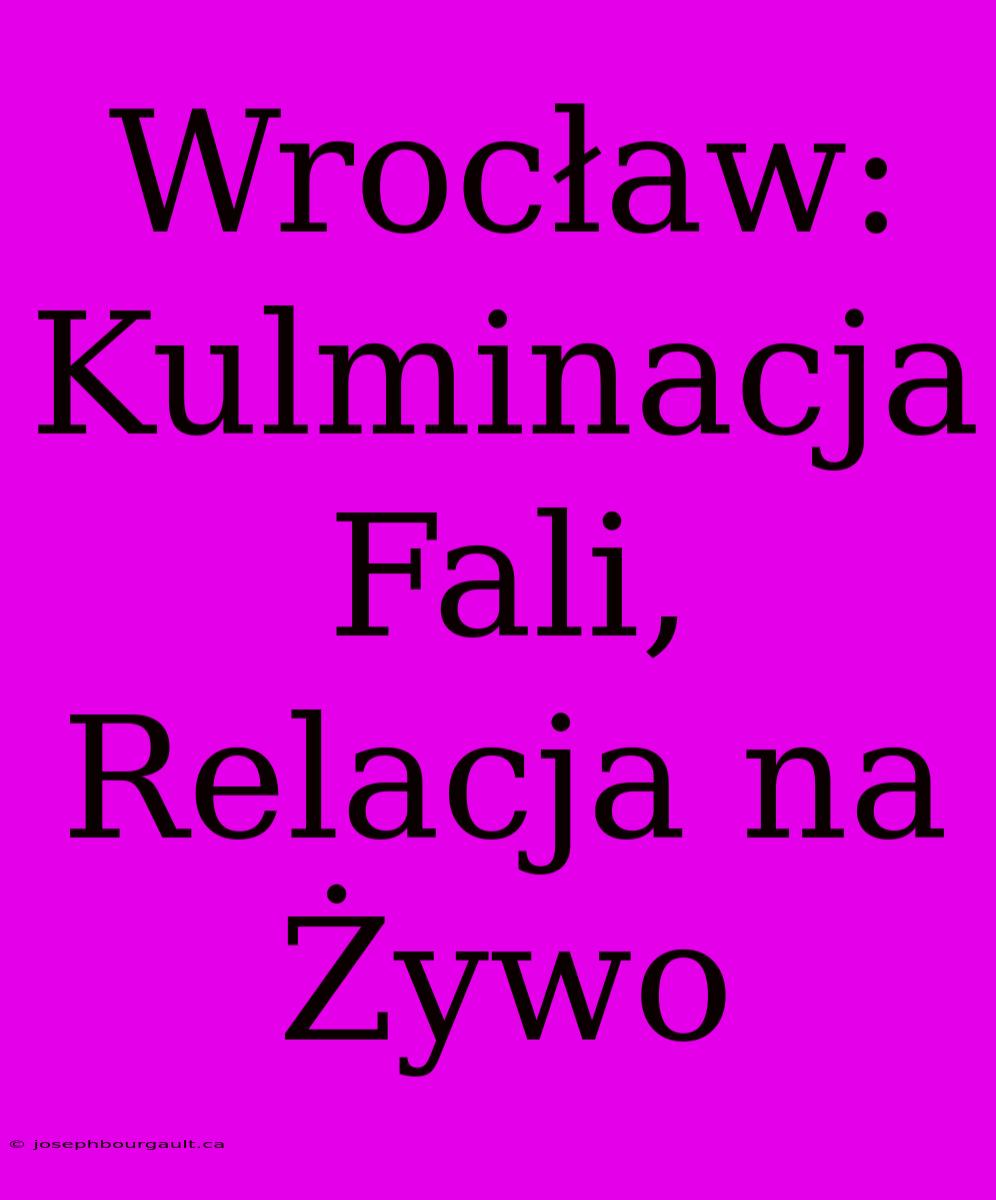 Wrocław: Kulminacja Fali, Relacja Na Żywo