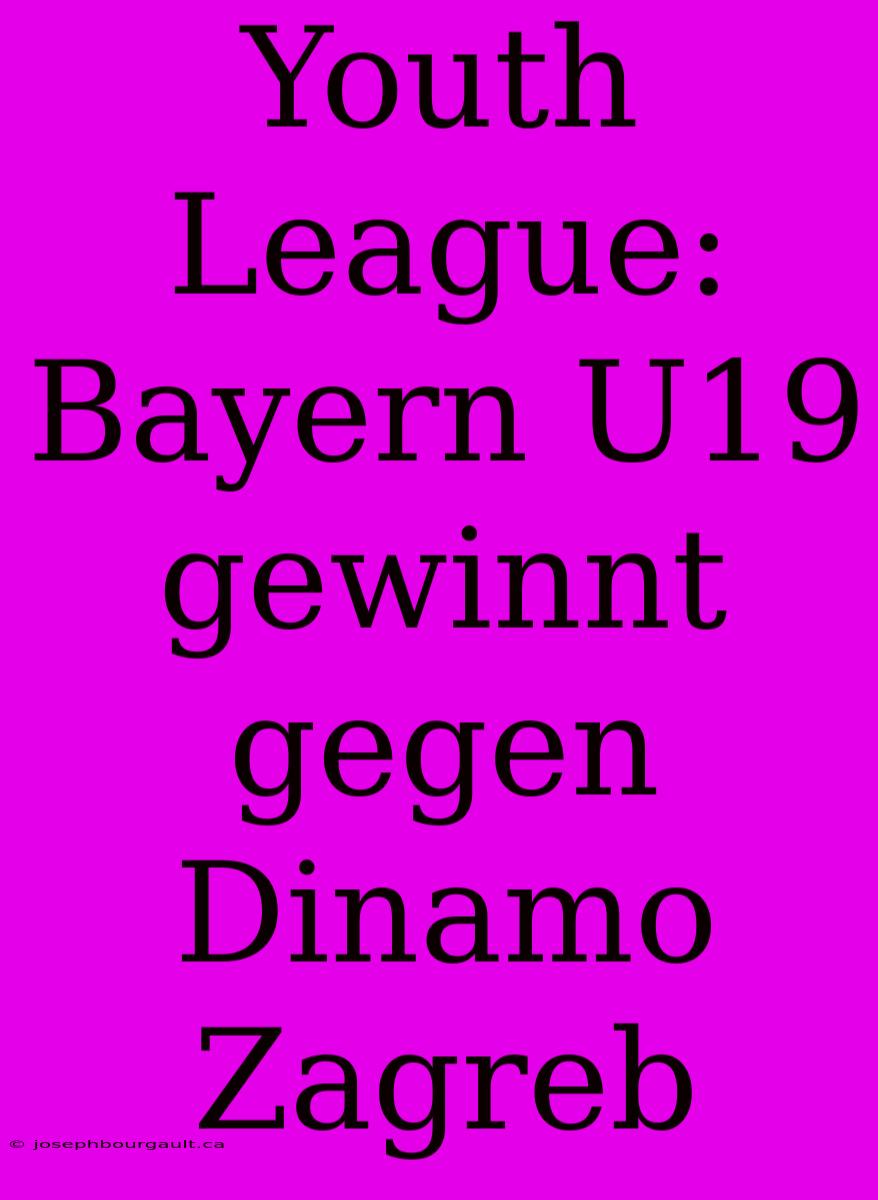 Youth League: Bayern U19 Gewinnt Gegen Dinamo Zagreb