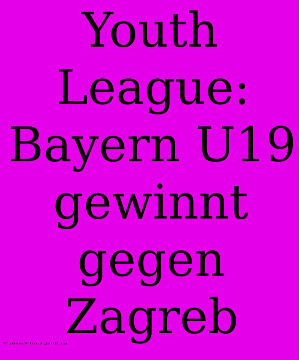 Youth League: Bayern U19 Gewinnt Gegen Zagreb