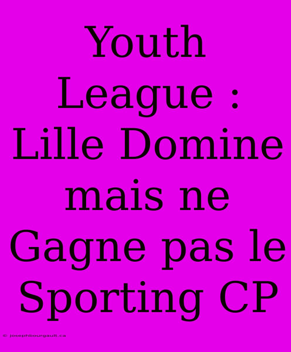 Youth League : Lille Domine Mais Ne Gagne Pas Le Sporting CP