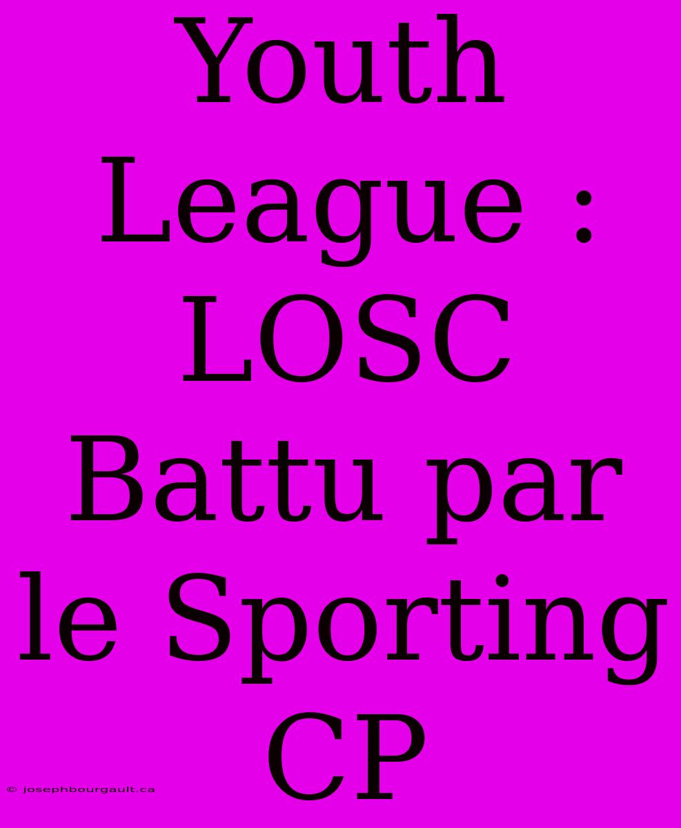 Youth League : LOSC Battu Par Le Sporting CP